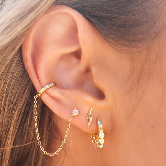 gold upper ear fake concha cartilage piercing 
