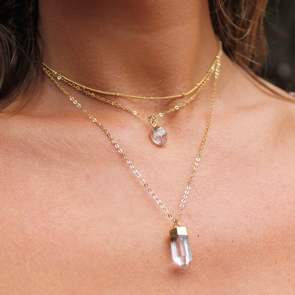 gold layering necklace layer necklace gemstone rose quartz gold filled boho necklace gold choker